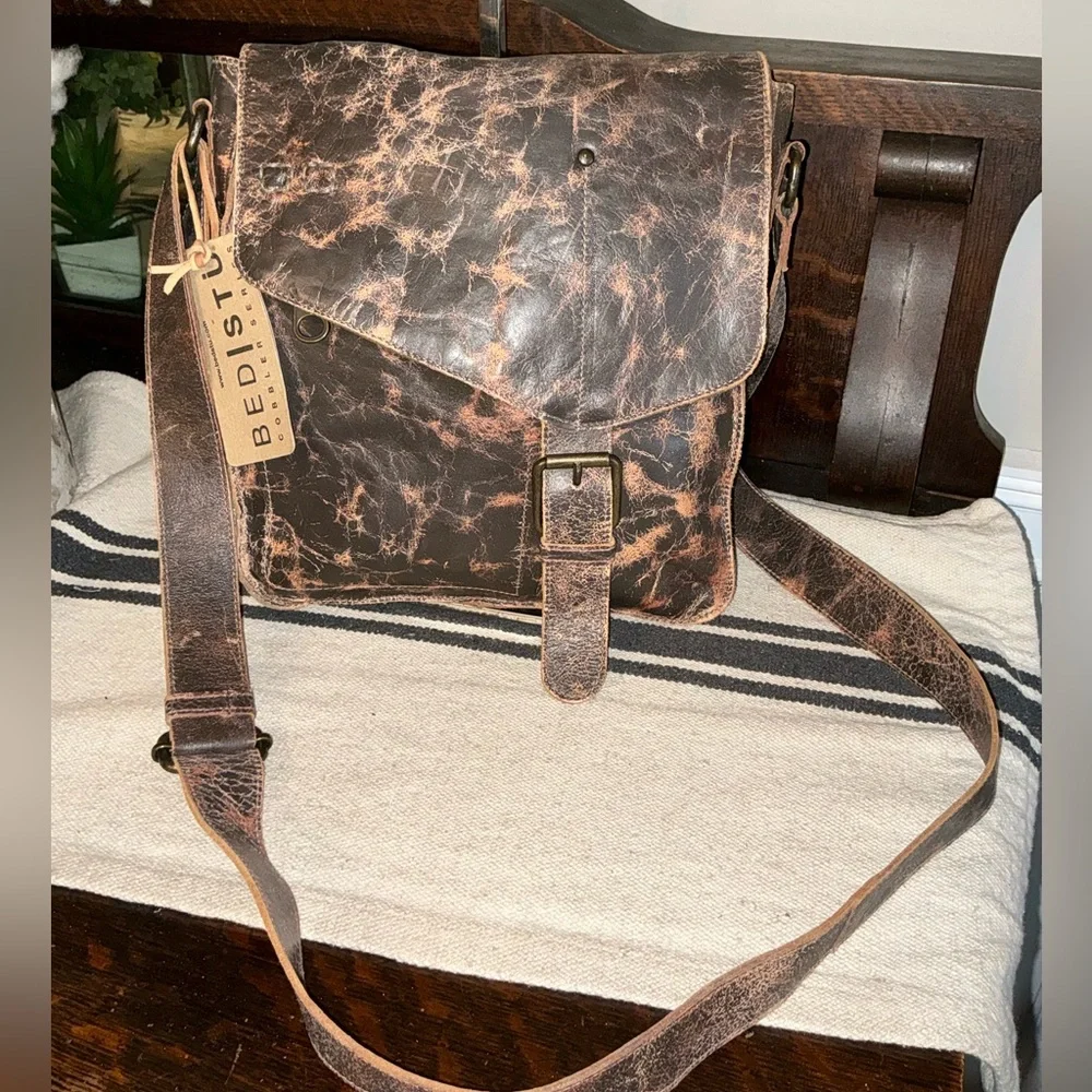 NWT Bed Stu Leather Venice Beach Crossbody Shoulder Bag Teak Lux MSRP $240